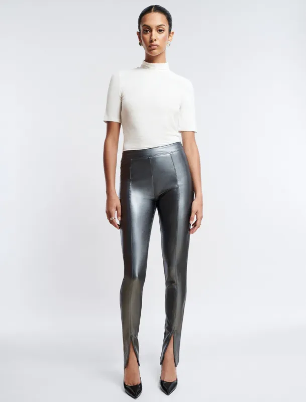 Metallic Faux Leather Zip Hem Pant sold by BCBGMaxAzria