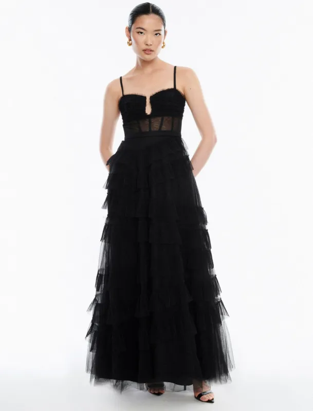 Ellis Tulle Ruffle Gown sold by BCBGMaxAzria