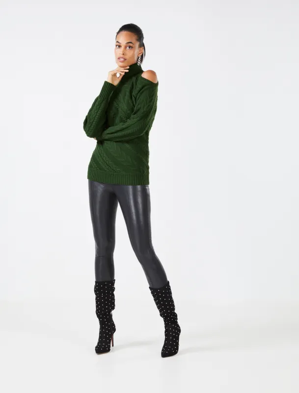 Cold Shoulder Cable Knit Sweater sold by BCBGMaxAzria