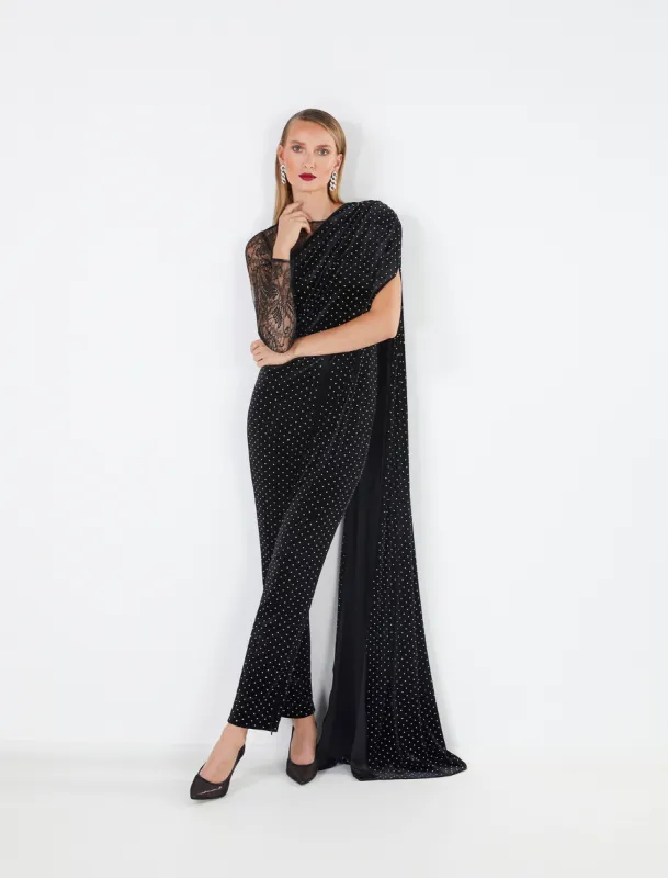 Serafina Draped Velvet Jumpsuit made by BCBGMaxAzria