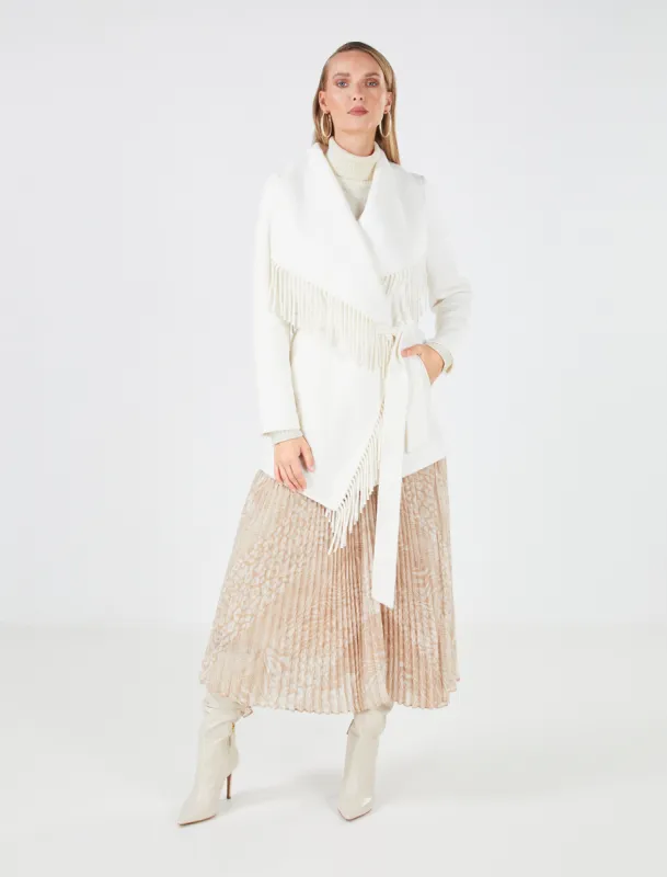 Fringed Oversized Collar Wrap Coat sold by BCBGMaxAzria