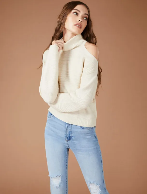 Turtleneck Cutout Shoulder Sweater sold by BCBGMaxAzria