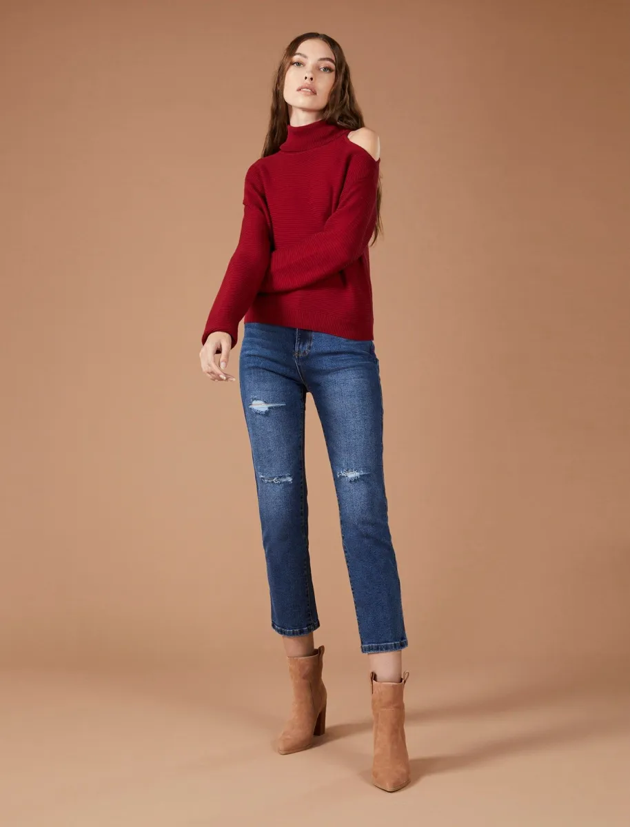 Turtleneck Cutout Shoulder Sweater sold by BCBGMaxAzria