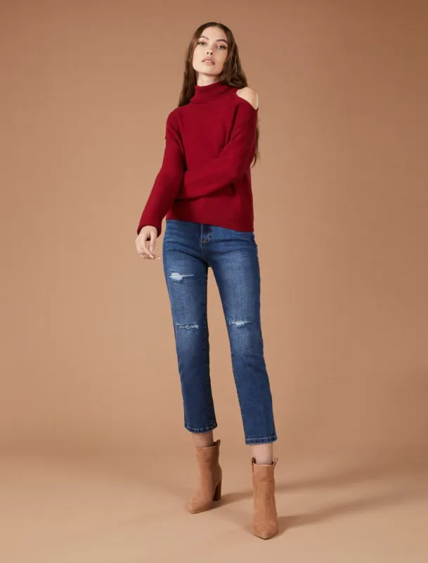 Turtleneck Cutout Shoulder Sweater sold by BCBGMaxAzria