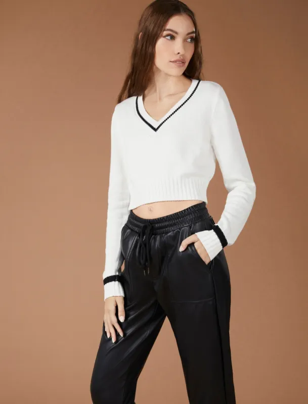 Cropped Cable Knit Sweater made by BCBGMaxAzria