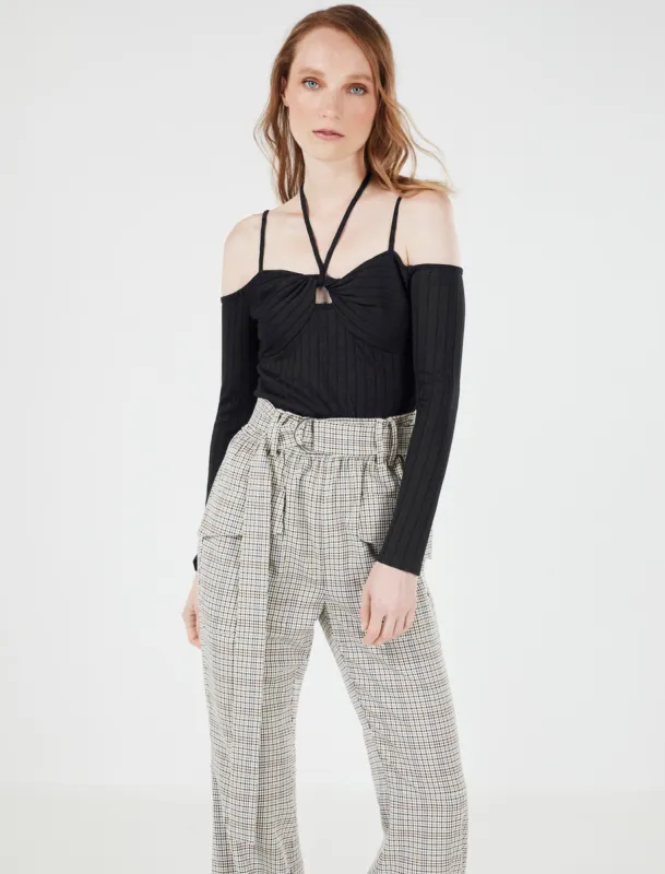 Ribbed Twist Halter Top sold by BCBGMaxAzria