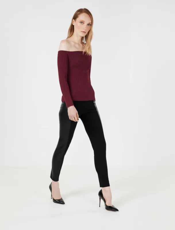Leather Panel Skinny Pant sold by BCBGMaxAzria