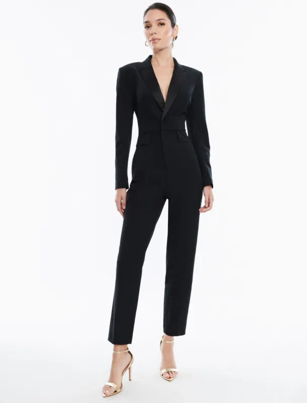 Astoria Off-Shoulder Tuxedo Jumpsuit sold by BCBGMaxAzria