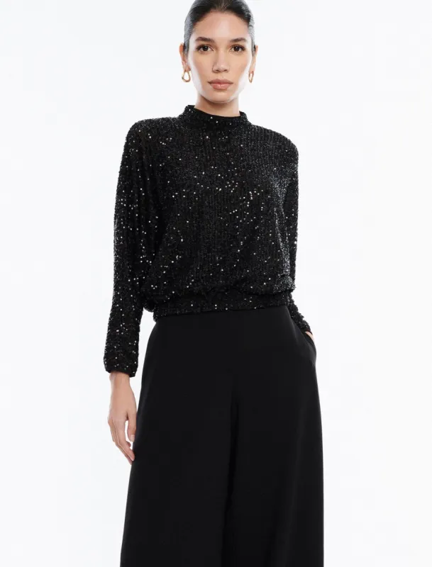 Sequin Mock Neck Dolman Top sold by BCBGMaxAzria
