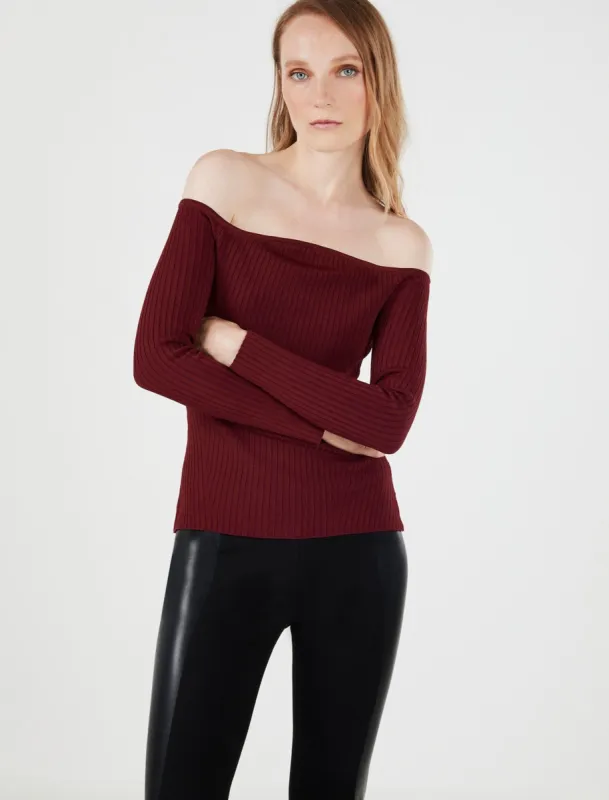 Ribbed Off-the-Shoulder Top sold by BCBGMaxAzria
