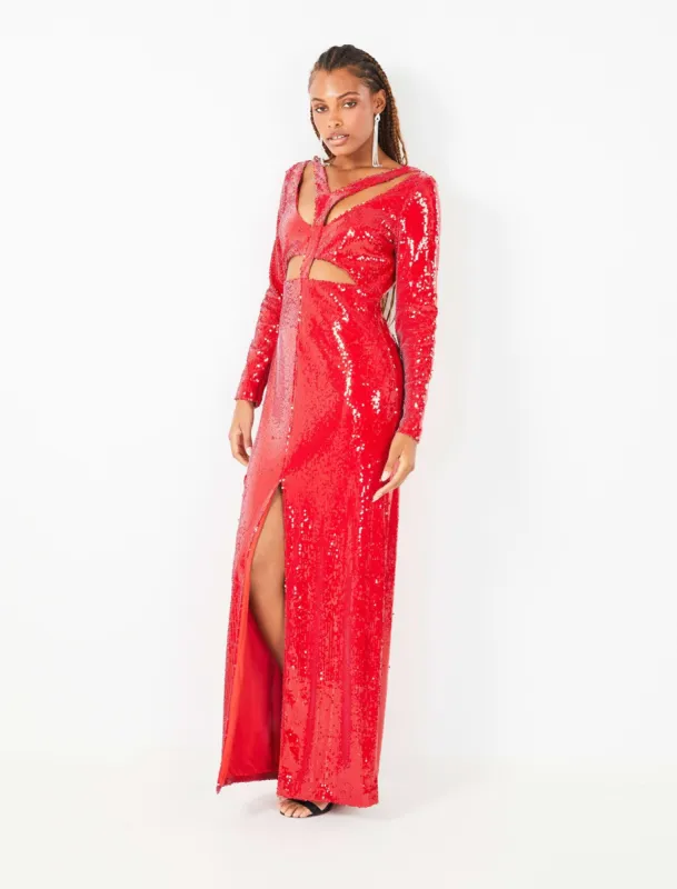 Bria Cutout Sequin Evening Gown made by BCBGMaxAzria