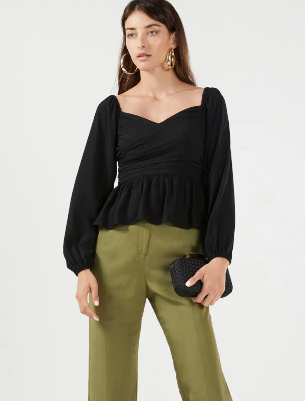 Off-The-Shoulder Puff Sleeve Peplum Top sold by BCBGMaxAzria