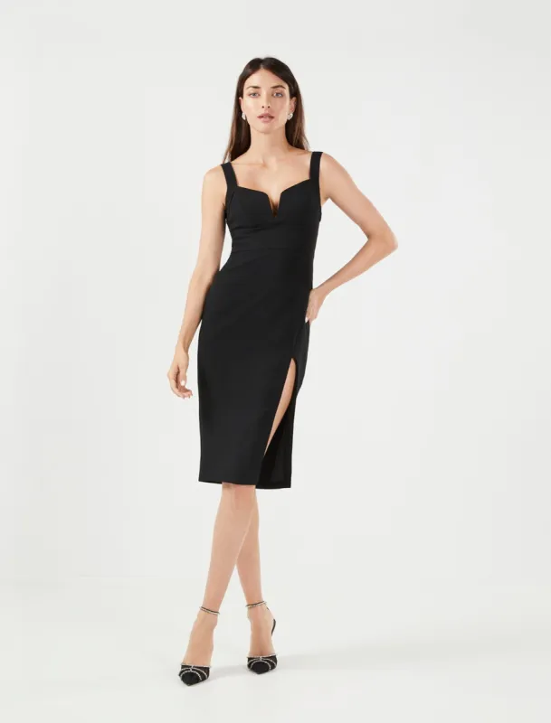 Marta Split-Neck Midi Dress sold by BCBGMaxAzria
