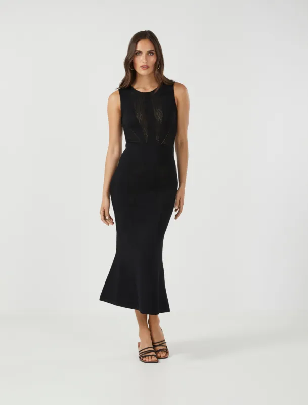 Issa Mesh Panel Midi Dress sold by BCBGMaxAzria