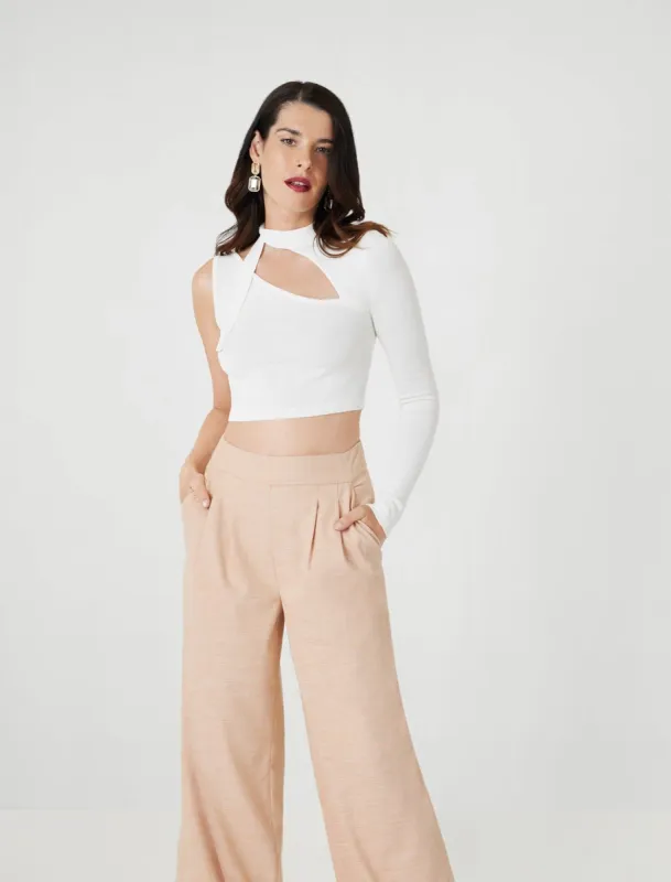 Asymmetrical One Sleeve Crop Top sold by BCBGMaxAzria