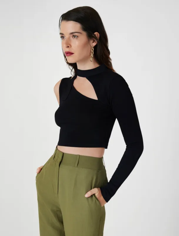 Asymmetrical One Sleeve Crop Top sold by BCBGMaxAzria