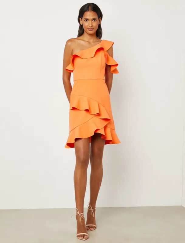 Nomi One-Shoulder Ruffle Dress sold by BCBGMaxAzria