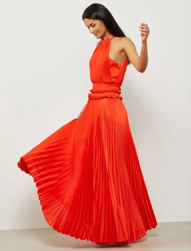 Halter Neck Pleated Evening Gown sold by BCBGMaxAzria