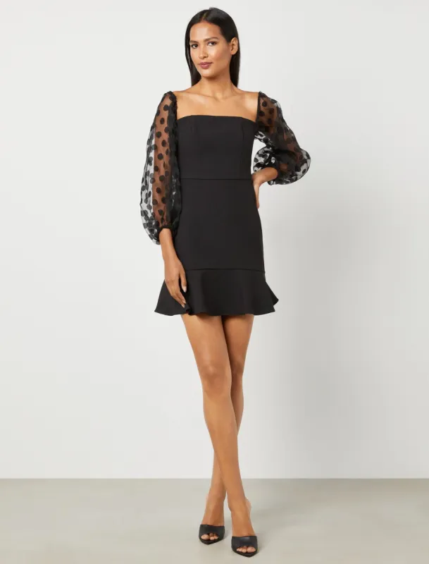 Sheer Sleeve Square Neck Dress sold by BCBGMaxAzria