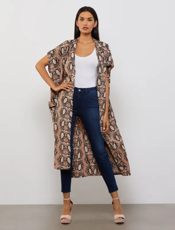 Snake-Print Trench Kimono made by BCBGMaxAzria