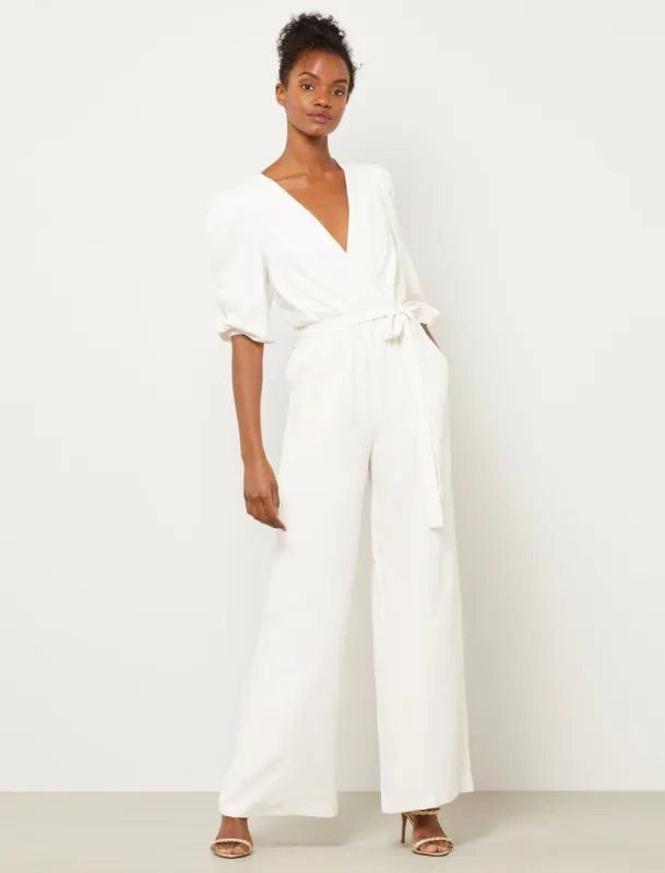 Puff Sleeve Wide-Leg Jumpsuit sold by BCBGMaxAzria