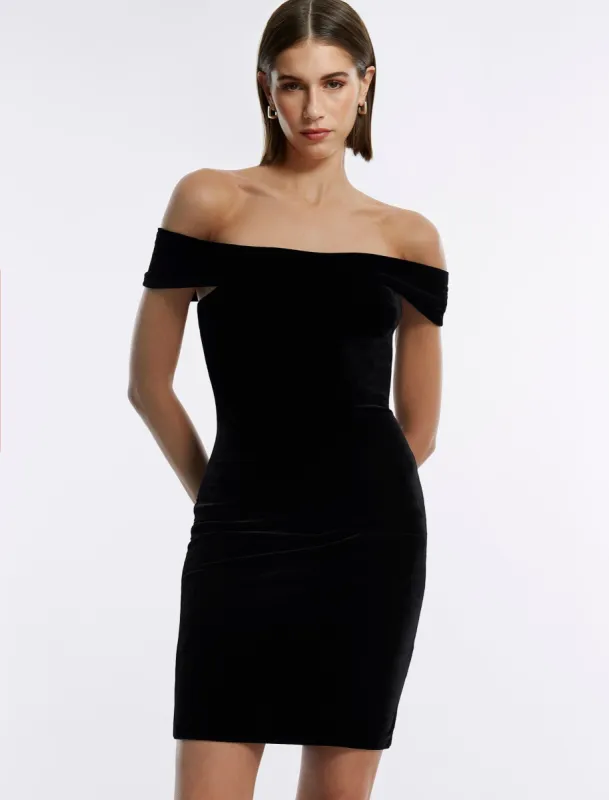 Off-The-Shoulder Velvet Mini Dress sold by BCBGMaxAzria