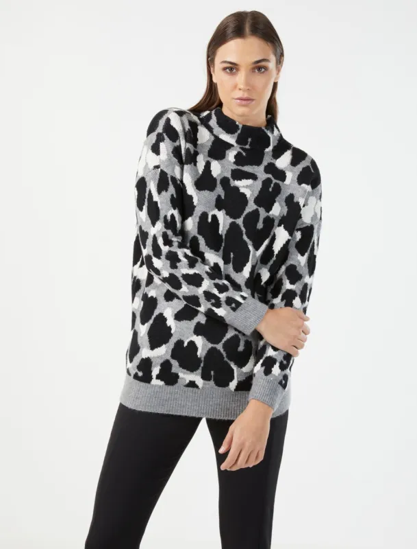 Abstract Animal Jacquard Sweater made by BCBGMaxAzria