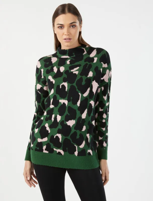 Abstract Animal Jacquard Sweater made by BCBGMaxAzria