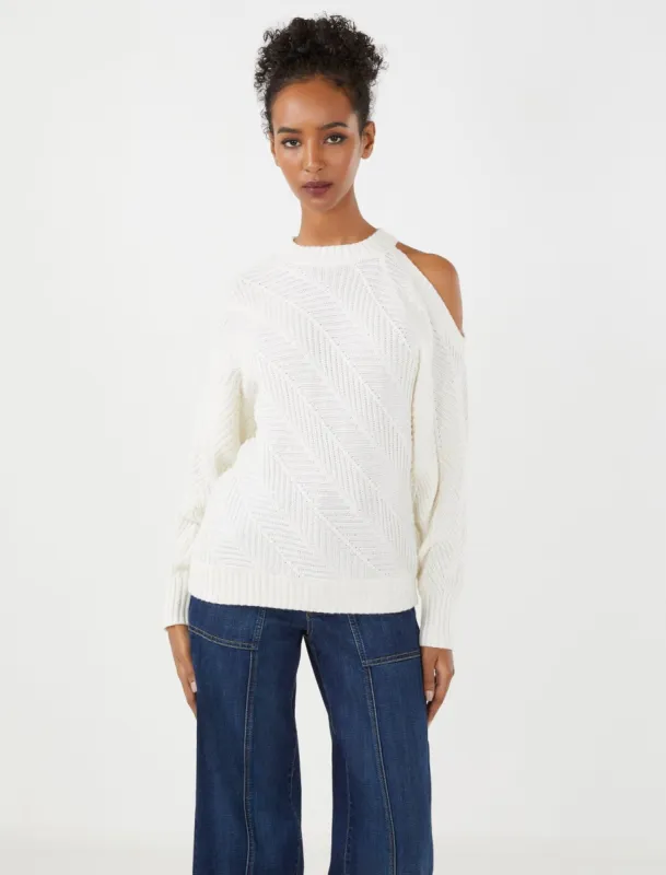 Bias Rib Cold Shoulder Sweater sold by BCBGMaxAzria