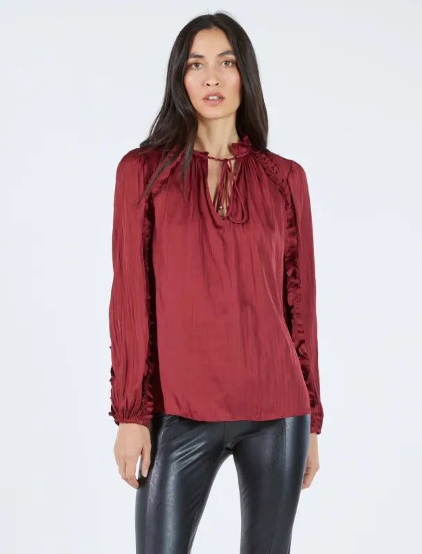 Ruffle Satin Neck-Tie Top sold by BCBGMaxAzria