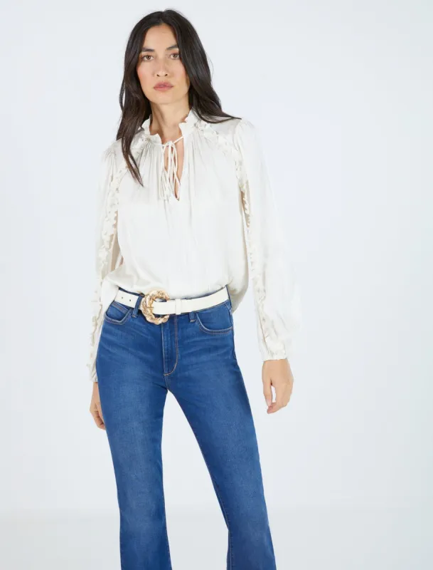 Ruffle Satin Neck-Tie Top sold by BCBGMaxAzria