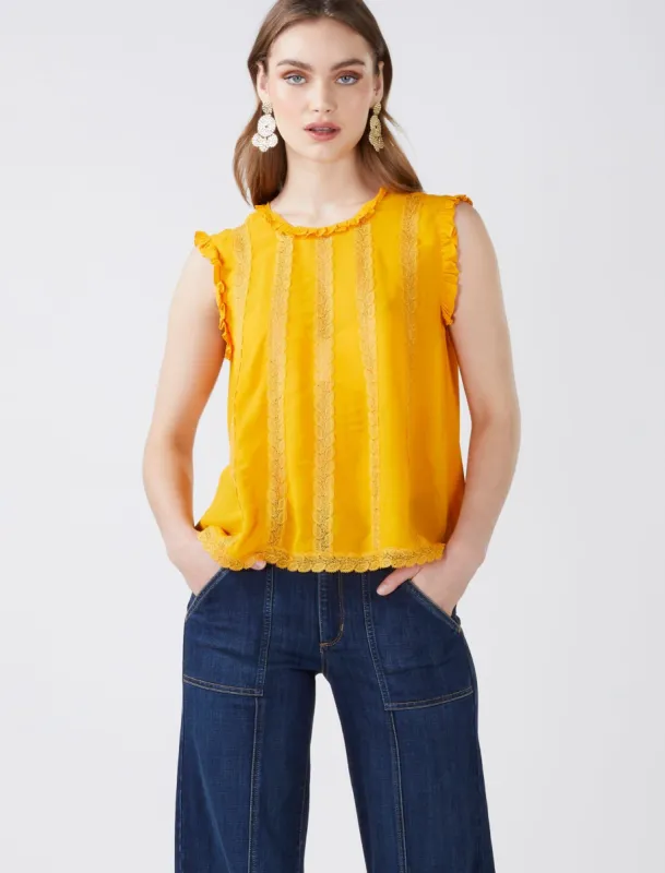 Mock Neck Lace Panel Top sold by BCBGMaxAzria