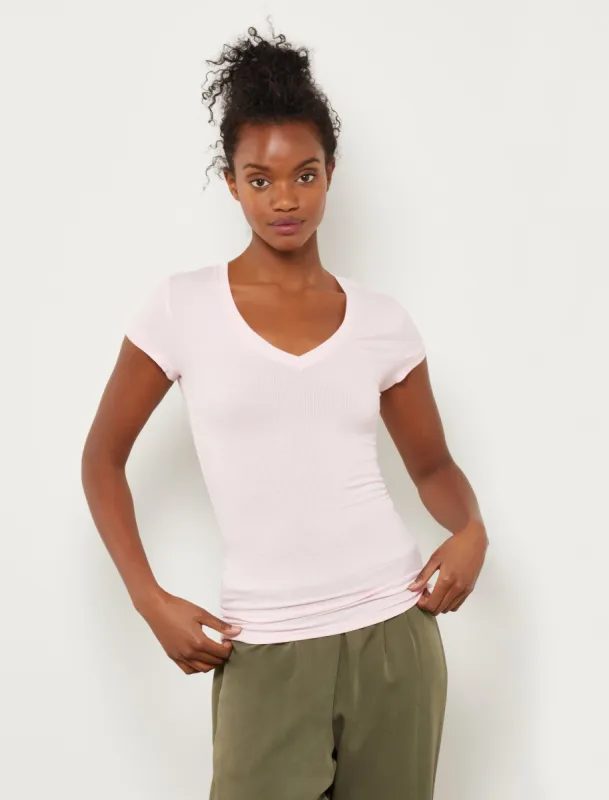 Liana Short Sleeve V-Neck Tee sold by BCBGMaxAzria