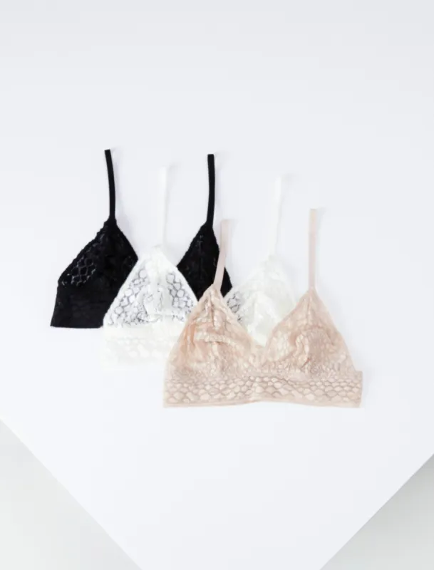Caitlin Triangle Bralette 3 Pack sold by BCBGMaxAzria
