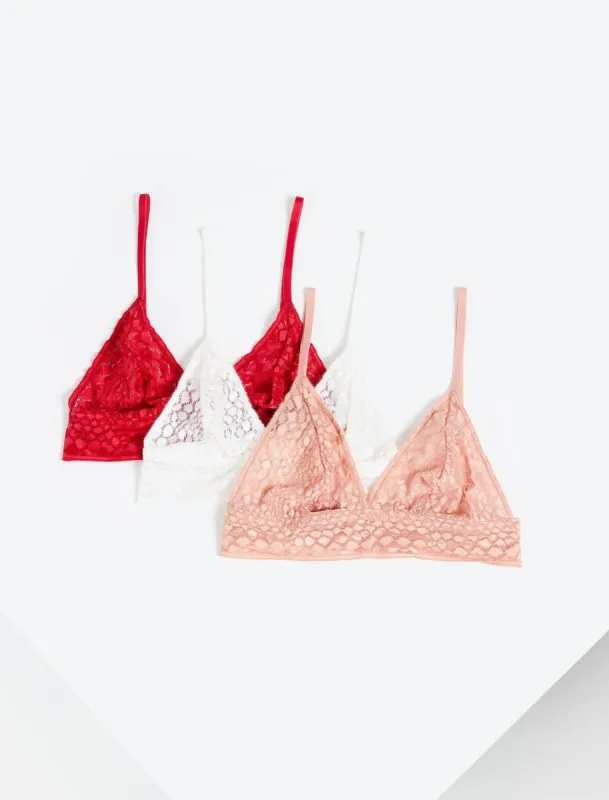 Caitlin Triangle Bralette 3 Pack sold by BCBGMaxAzria