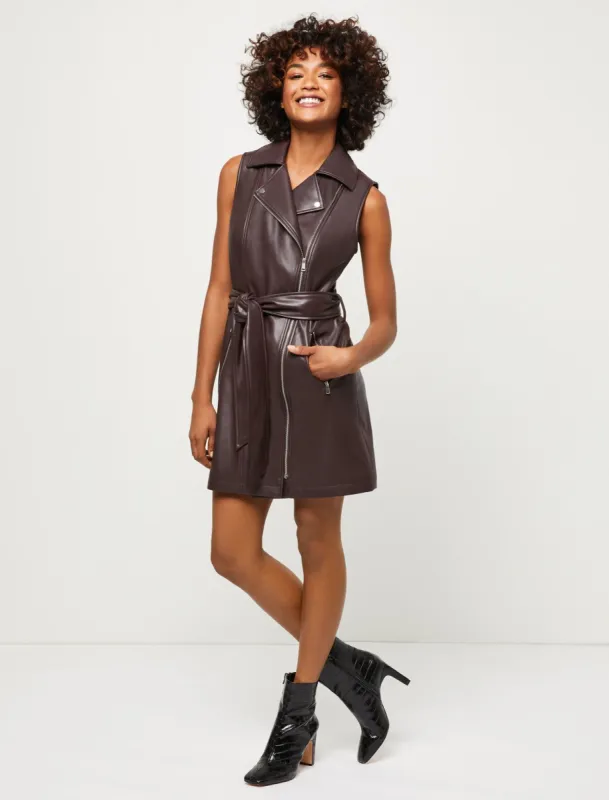 Frankie Faux Leather Vest Dress sold by BCBGMaxAzria