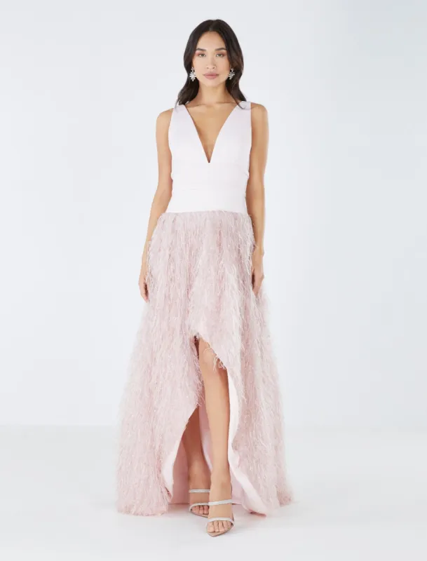 Paloma Faux Feather Evening Gown sold by BCBGMaxAzria