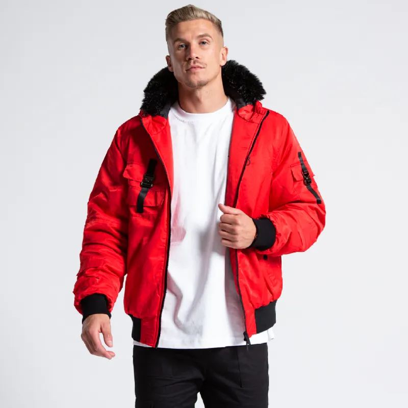 Lakin Bomber Jacket - Red sold by be inspired