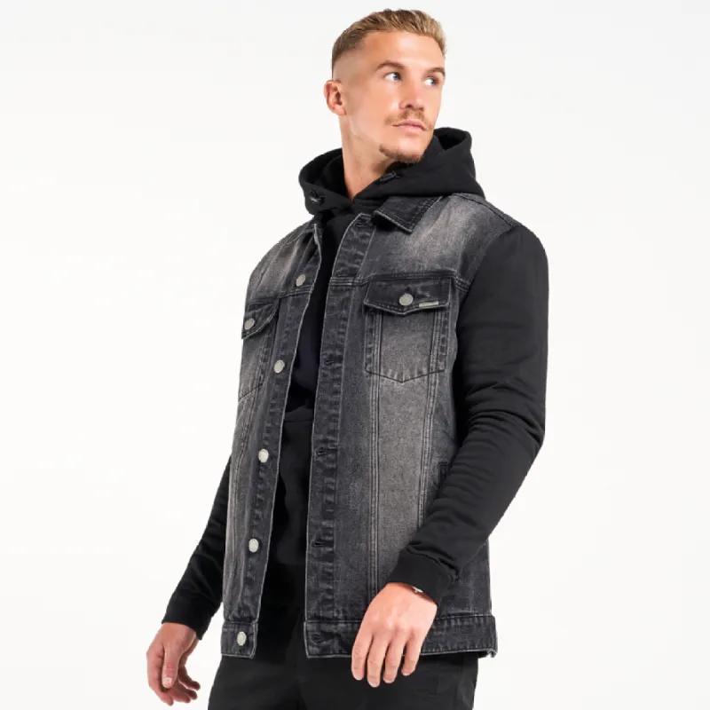 Alvarez Denim Jacket - Jet Black/Black Wash sold by be inspired