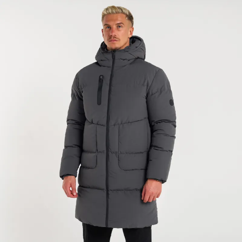 Villar Longline Jacket - Charcoal made by be inspired