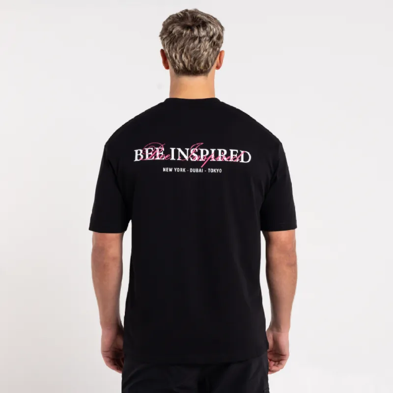 Stach T-Shirt - Black/Pink sold by be inspired