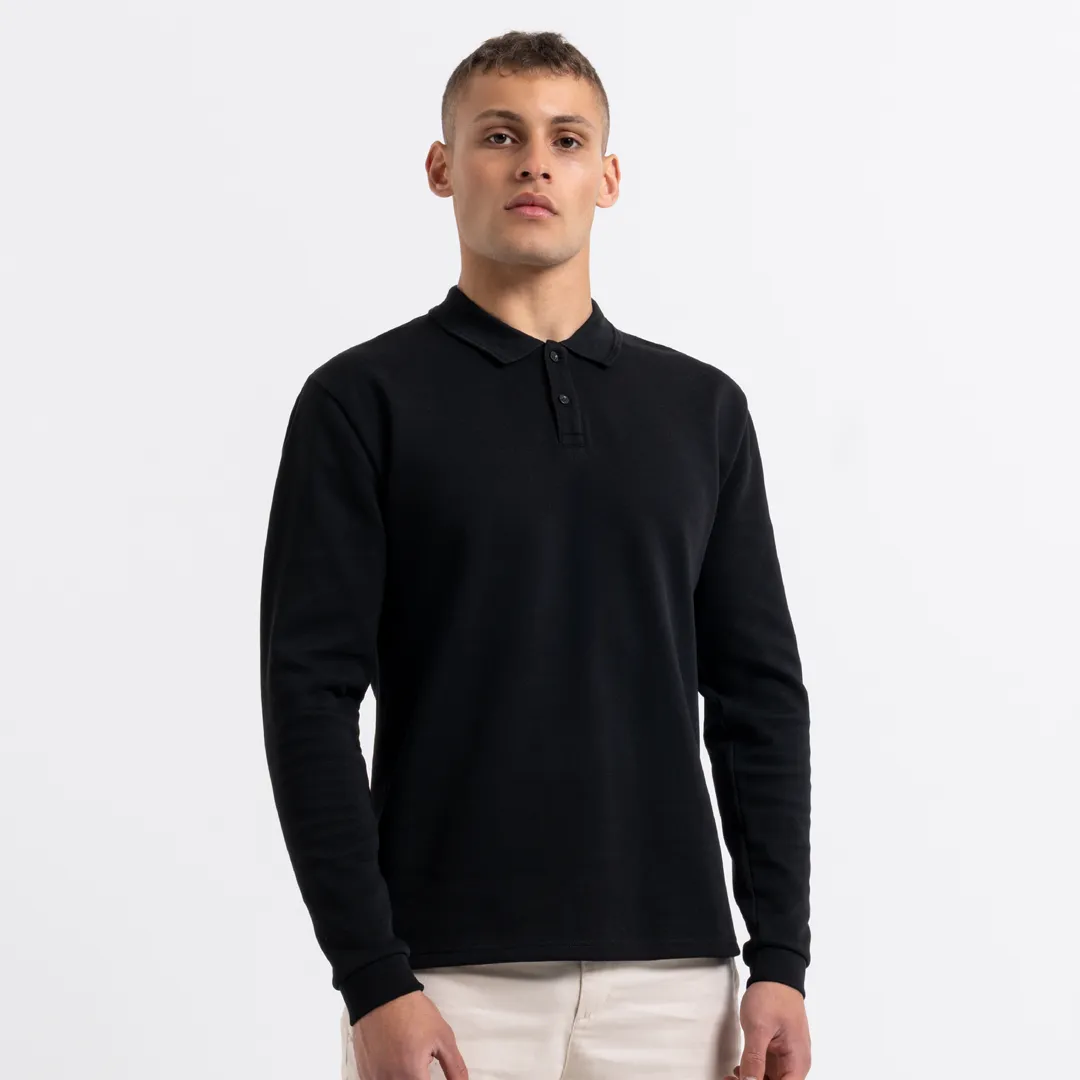 Demme Long Sleeve Polo Shirt - Black sold by be inspired