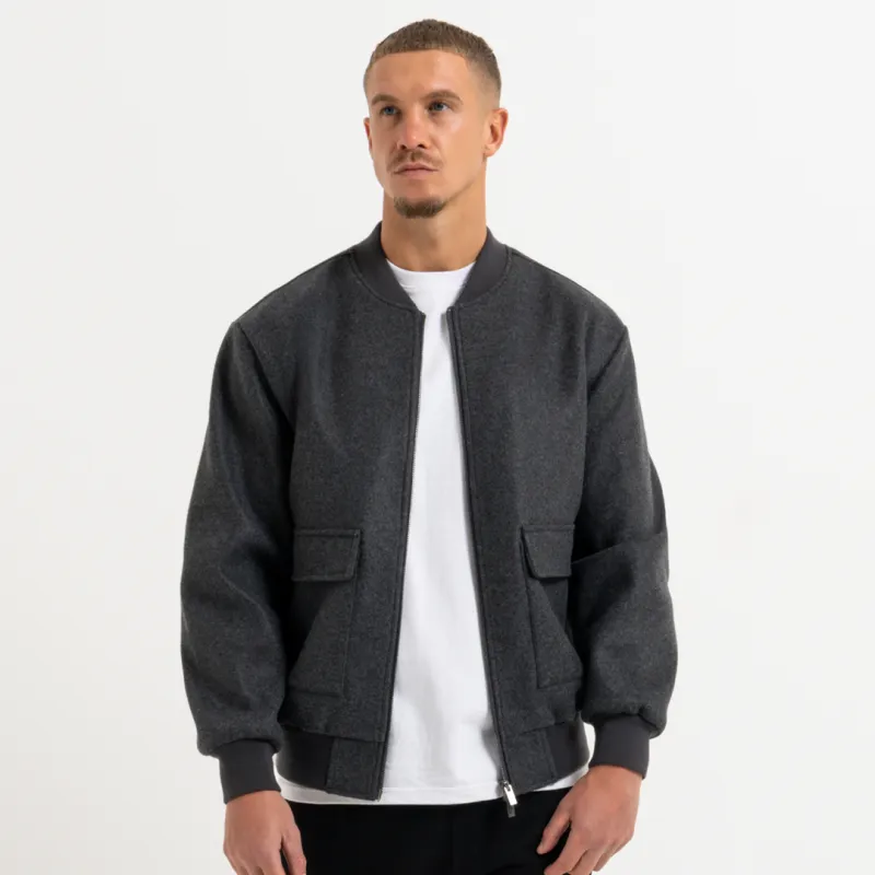 Sibbick Bomber Jacket - Charcoal made by be inspired