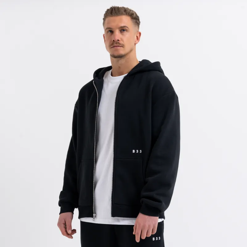Initial Zip Hoodie - Black sold by be inspired