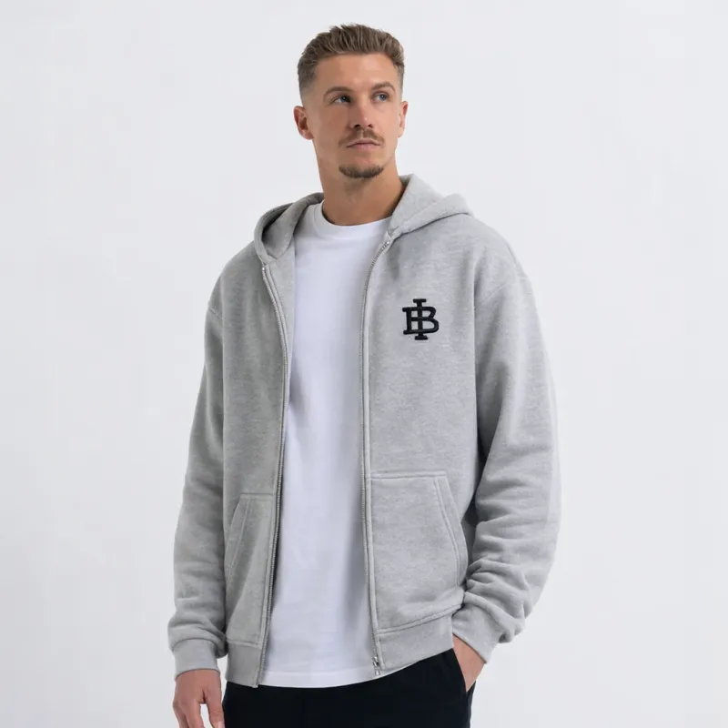 Guedes Zip Hoodie - Grey Marl made by be inspired