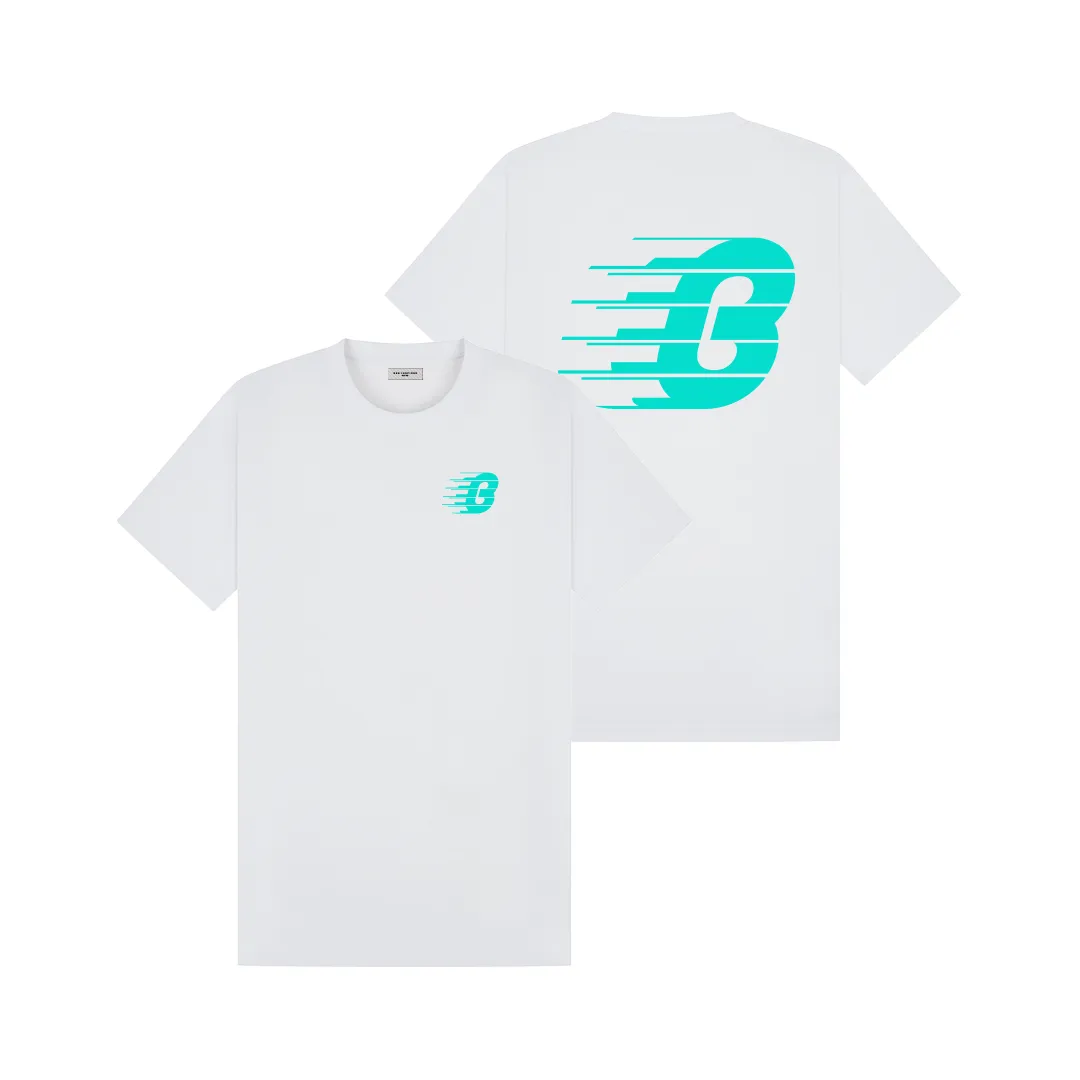 Pavia T-Shirt - White/Teal Relaxed Fit sold by be inspired