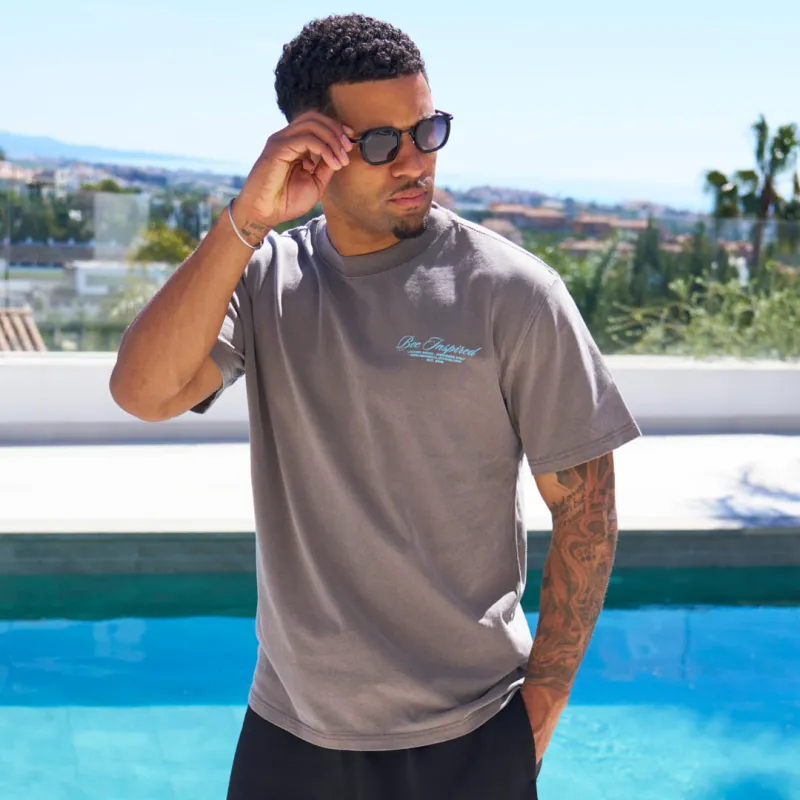 Team T-Shirt - Faded Grey/Blue made by be inspired