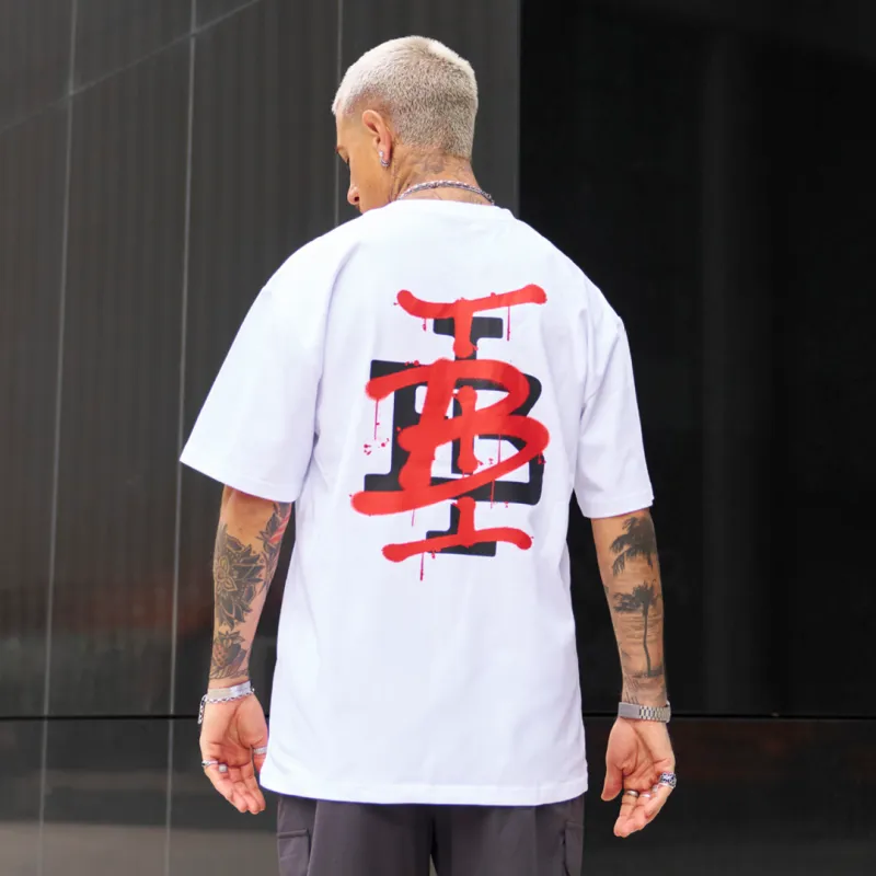 Tonali Oversized T-Shirt - White/Red made by be inspired