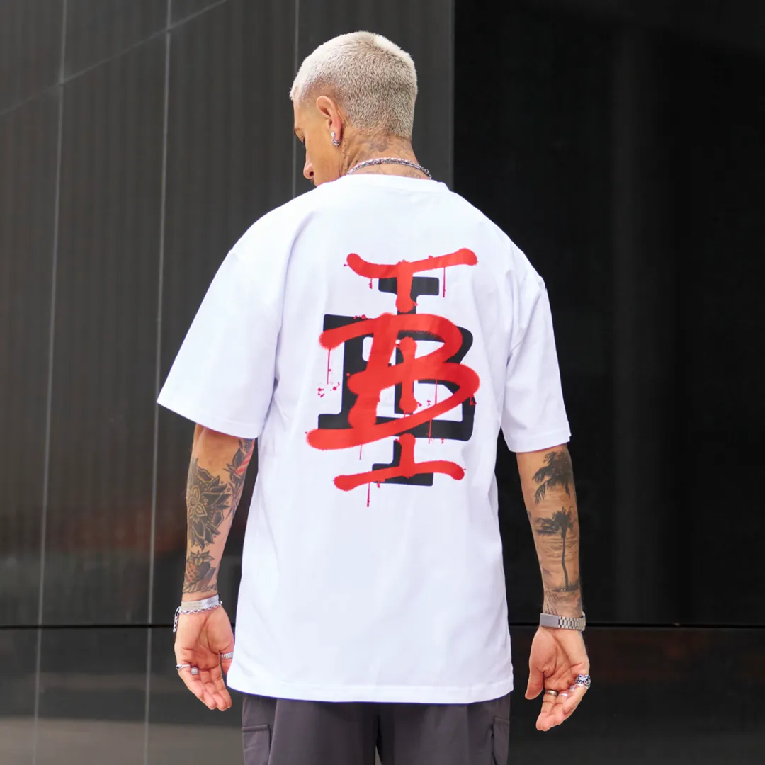 Tonali Oversized T-Shirt - White/Red sold by be inspired