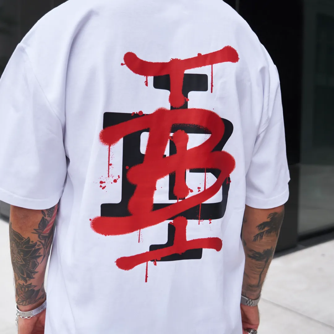 Tonali Oversized T-Shirt - White/Red sold by be inspired product image thumbnail 4